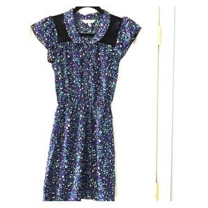 Blue leopard print dress with flutter sleeves